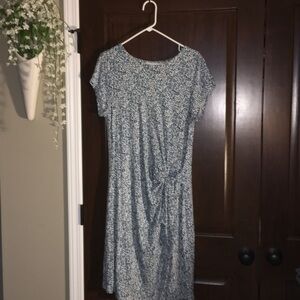 LOFT Blue and White Patterned Midi Dress